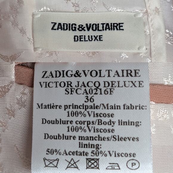 Zadig & Voltaire Deluxe Victor Jacquard Star Blazer Light Pink Womens Small 36 - Picture 7 of 14
